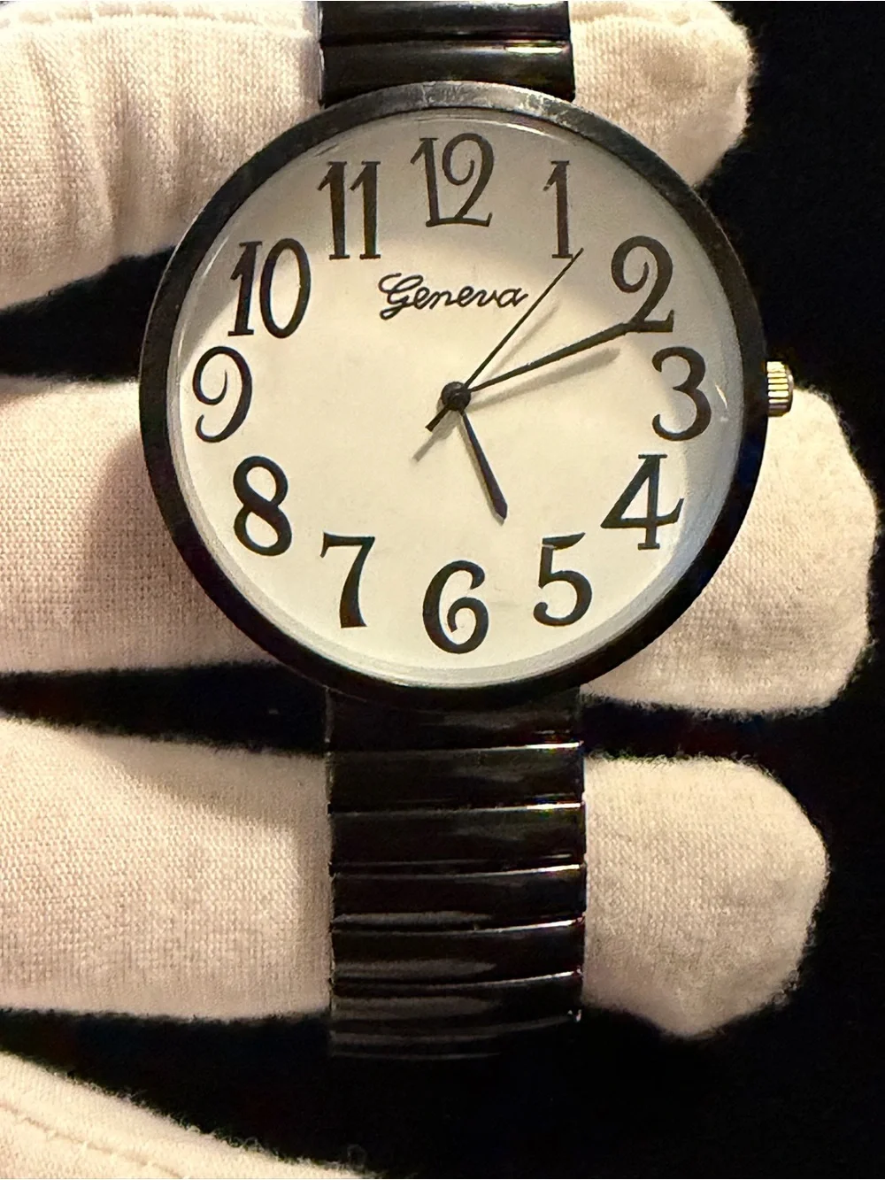 Geneva Black & White Easy-Read Analog Watch